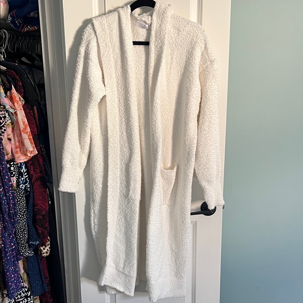 Marled Textured White Cardigan